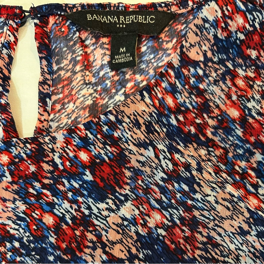 Banana Republic Factory Floral Long Sleeve Elastic Waist Dress Size M - Picture 8 of 9